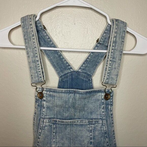 Big Star 1974 Denim Overalls Shorts Distressed Acid Wash Blue Women Size M - Picture 2 of 6